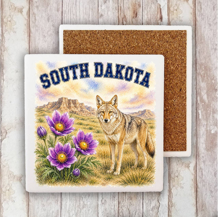 South Dakota State Bird and Animal Stone Coaster