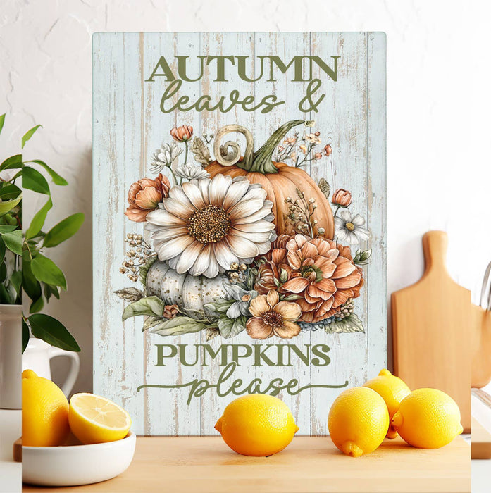 Autumn Leaves Pumpkins Please  Glass Cutting Board