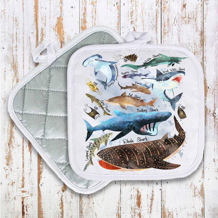 Sharks Variety Sea Ocean Coastal Pot Holder Oven Mitt