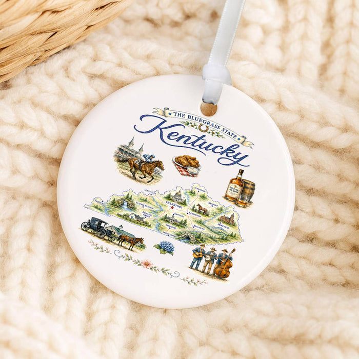 Kentucky State Map Landmark Ornament