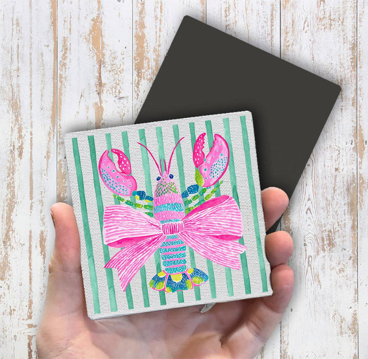 Coastal Colorful Lobster Bow Magnet Fridge
