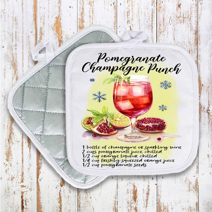 Christmas Cocktail Pomegrante Punch Pot Holder Oven Mitt