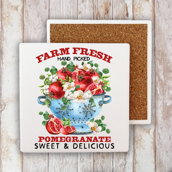 Country Farm Fresh Pomegranate Stone Coaster