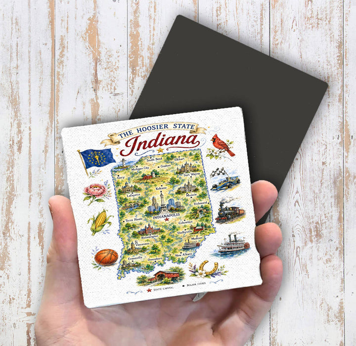 Indiana State Map Landmark Magnet Fridge