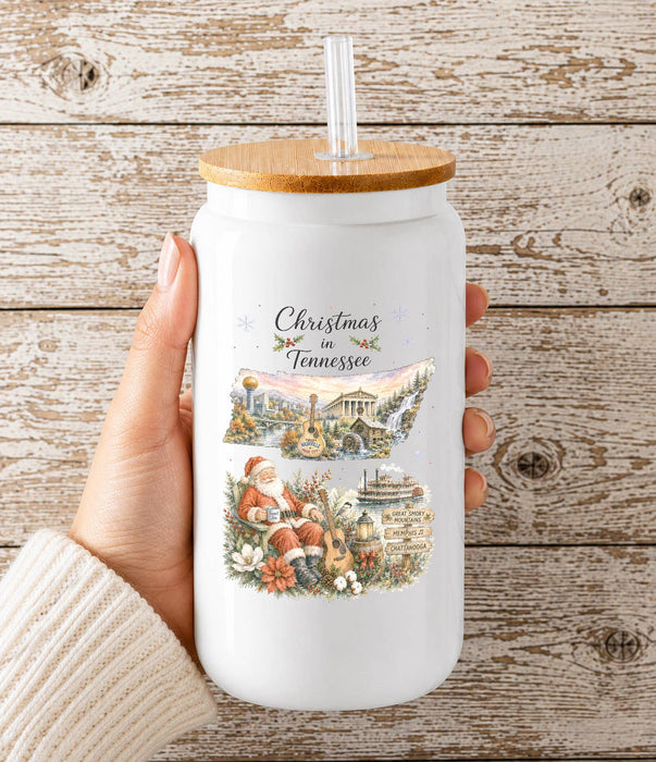 Christmas in Tennessee State Map Glass Cup