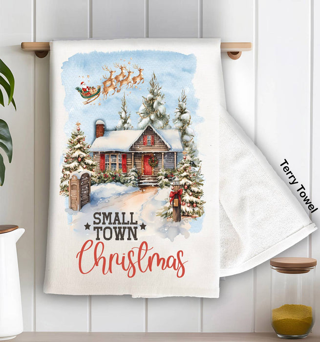 Small Town Christmas Santa Kitchen Terry Towel