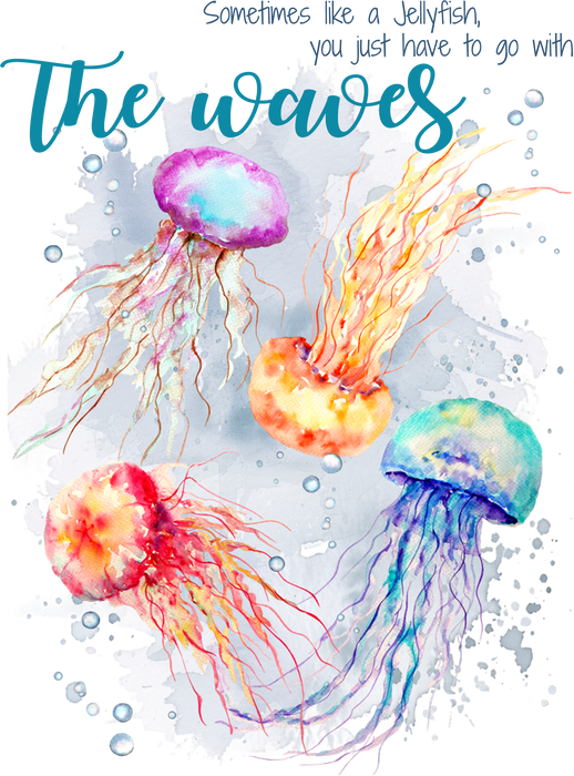 Jellyfish Go with the Waves Ocean