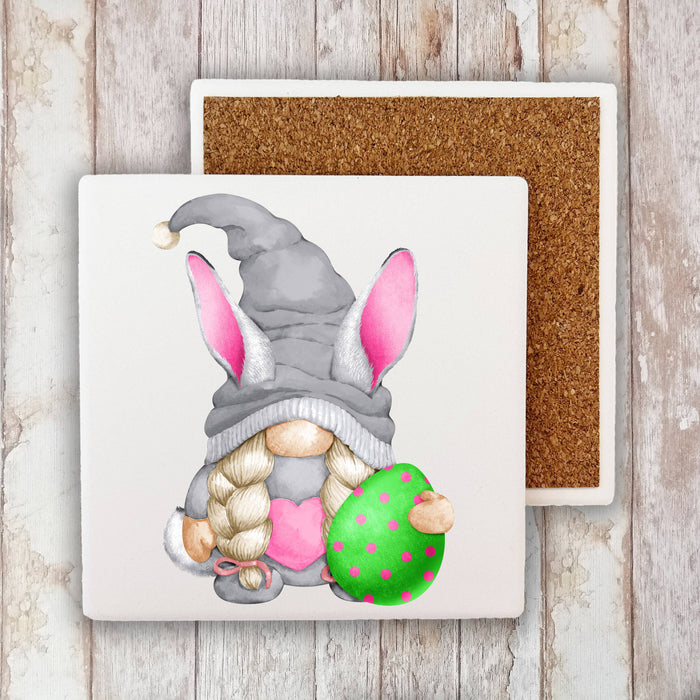 Easter Gnome Green Easter Egg Stone Coaster