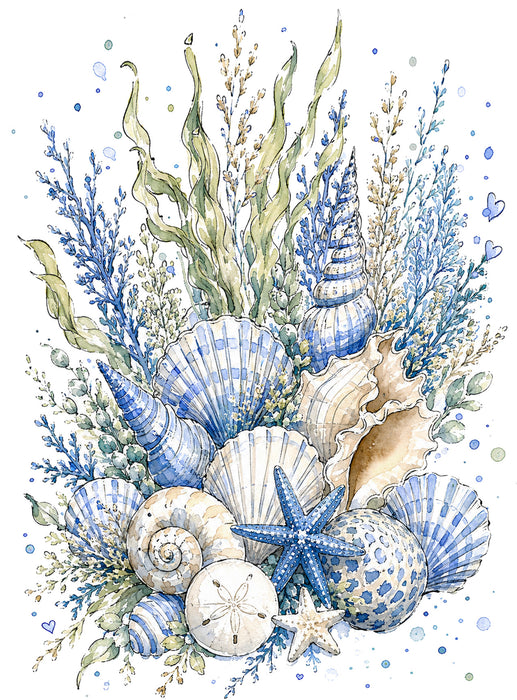 Coastal Blue Sea Shells Bouquet