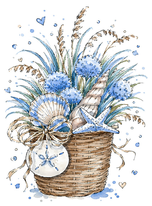 Coastal Blue Baskets of Shells Bouquet