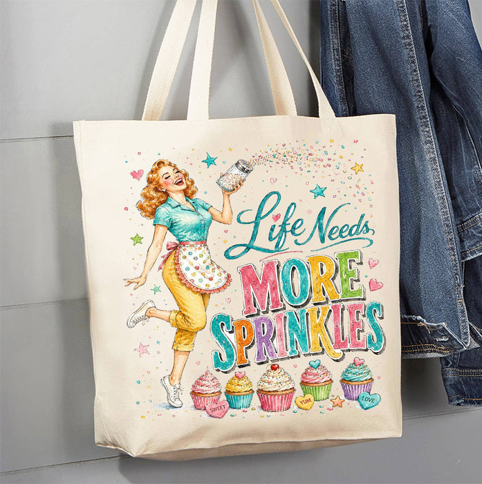 Funny Life Needs More Sprinkles Canvas Tote Bag
