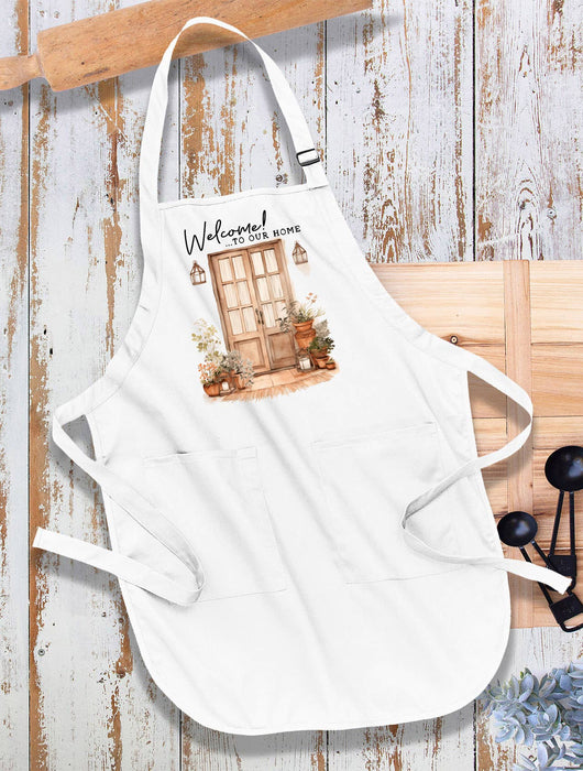 Welcome to our Home Front Door Kitchen Cotton Apron