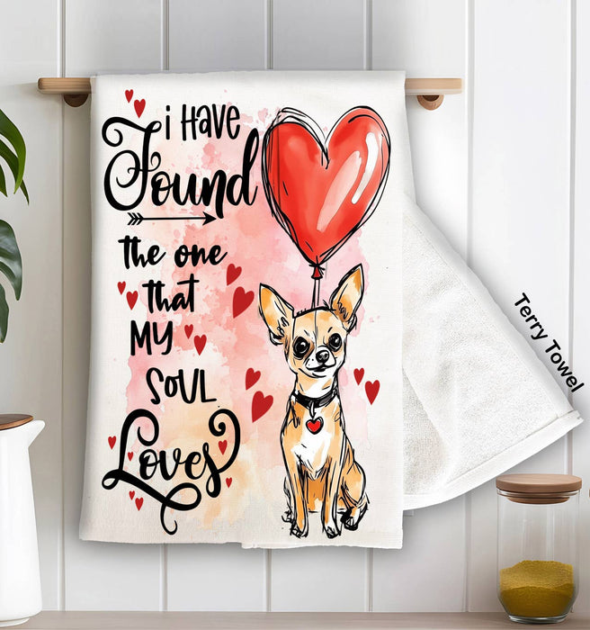 Dog Chihuahua Found My Love Valentine Terry Towel