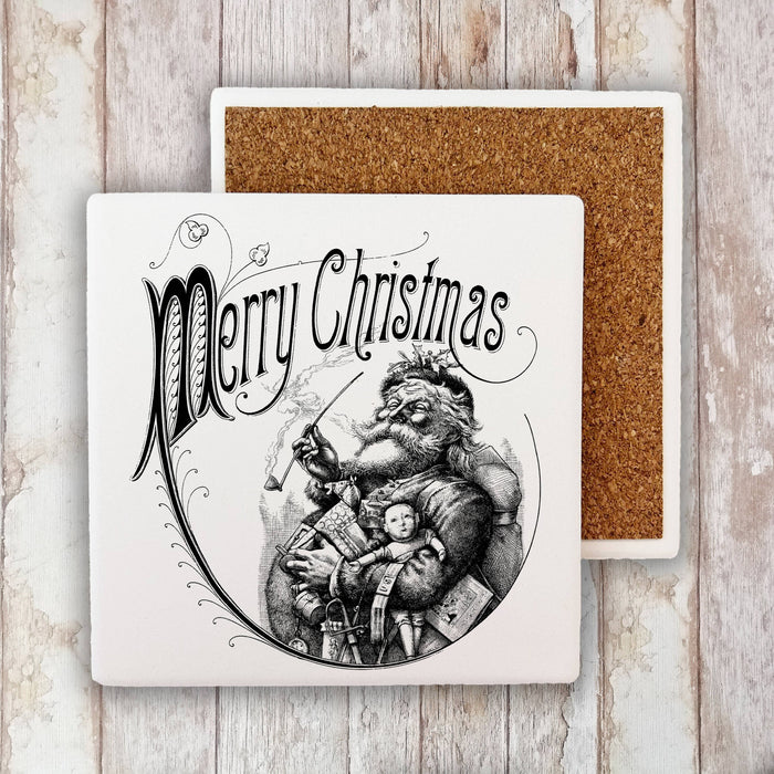 Merry Christmas Santa Baby Antique, Stone Coaster