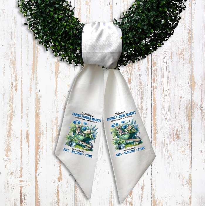 Blue Springs Flowers Bunny Wreath Sash