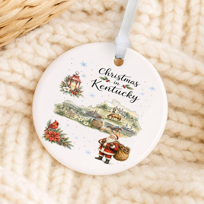 Christmas in Kentucky State Map Ornament