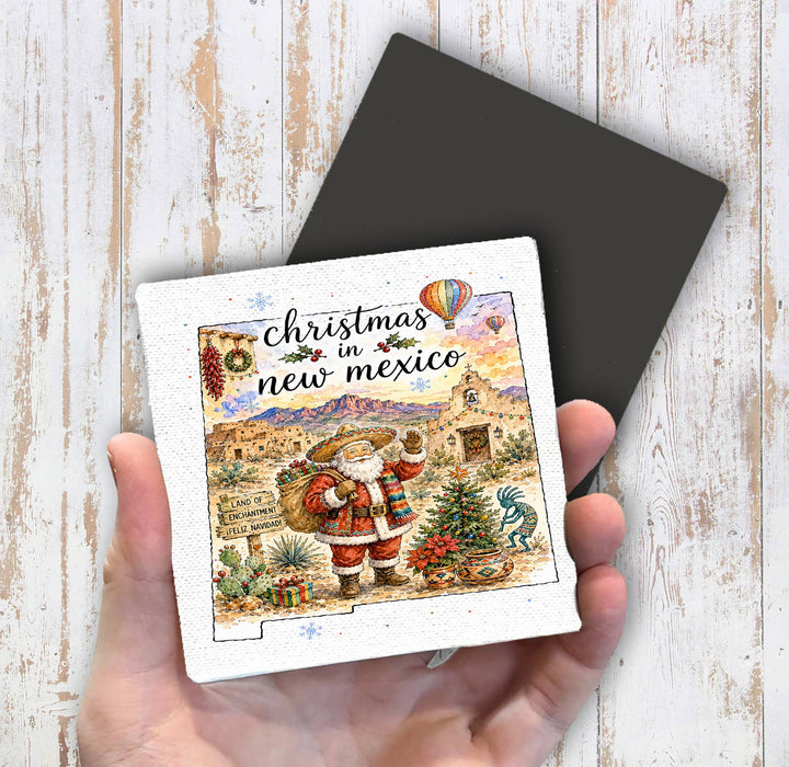 Christmas in New Mexico State Map Magnet Fridge