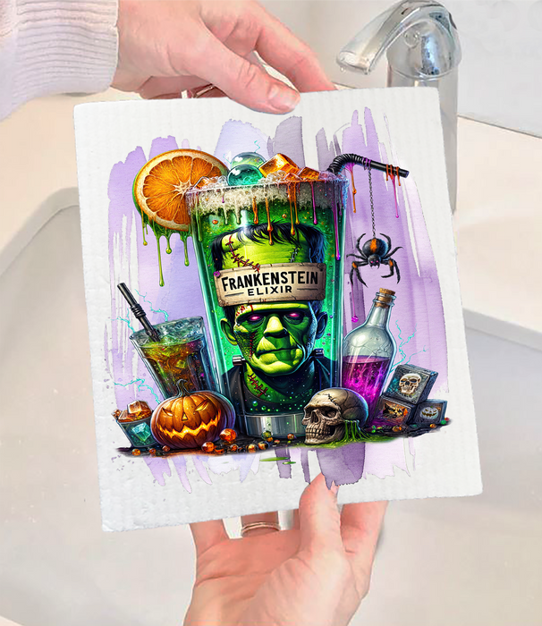 Halloween Frankenstein Elixir Swedish Dishcloth