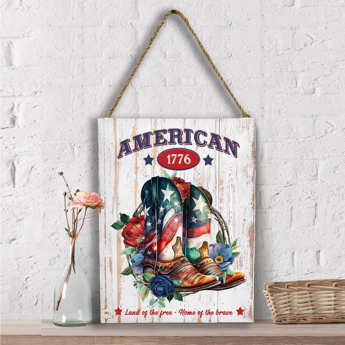 American Patriotic Western Cowboy Boots Wall Decor