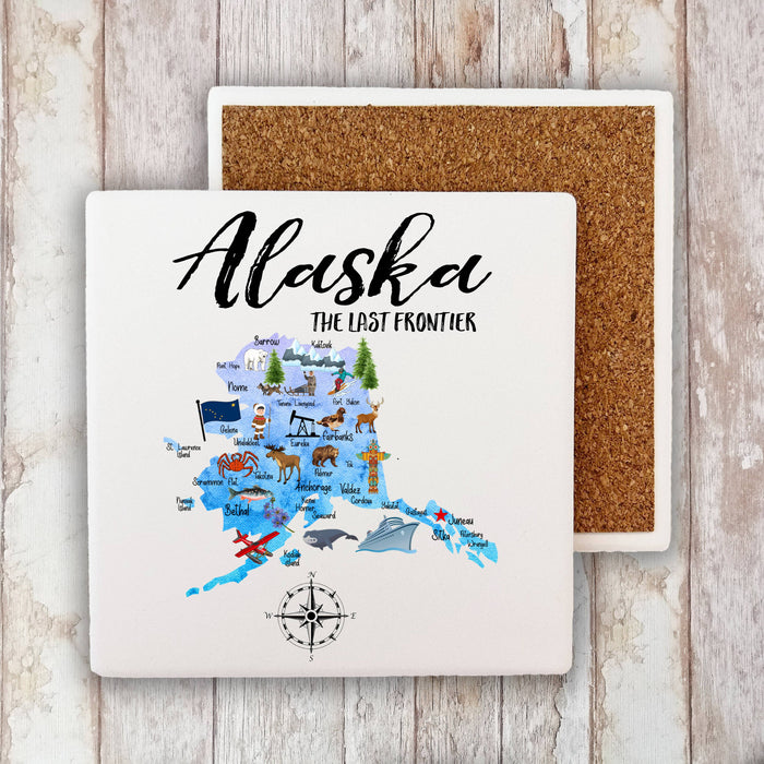 Alaska State Map Souvenir  Stone Coaster