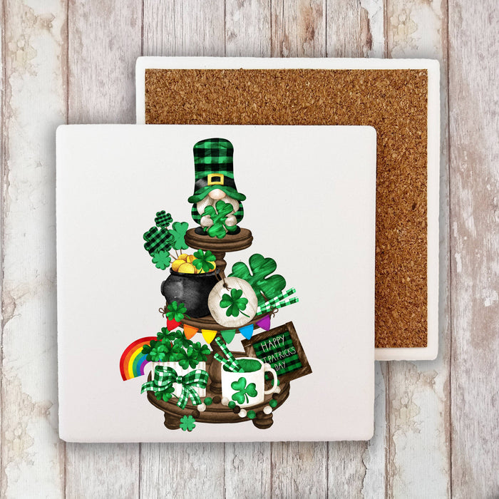 St Patrick Day Gnome 3 Tier Tray Cotton Stone Coaster