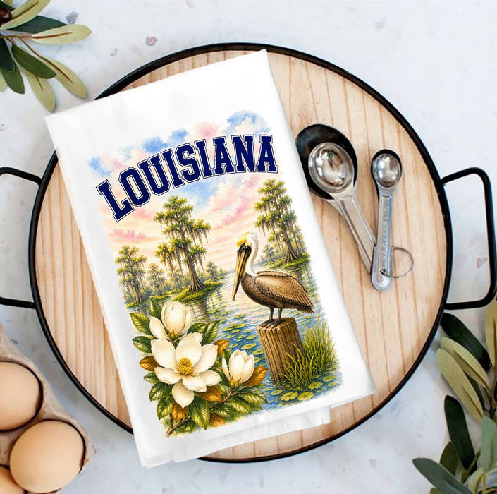 Louisiana State Bird and Animal Tea Towel