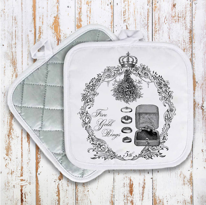 Five Gold Golden Rings Christmas, Pot Holder Oven Mitts