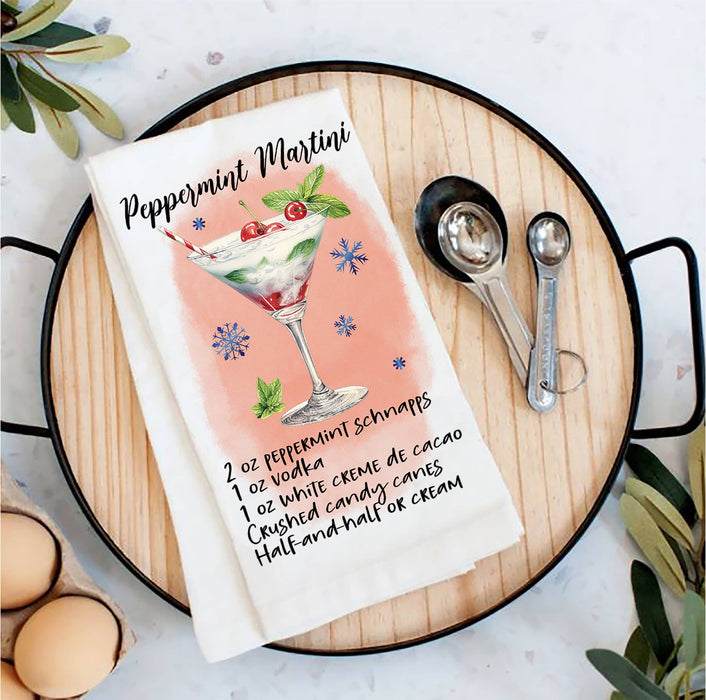Christmas Cocktail Peppermint Martini Tea Towel