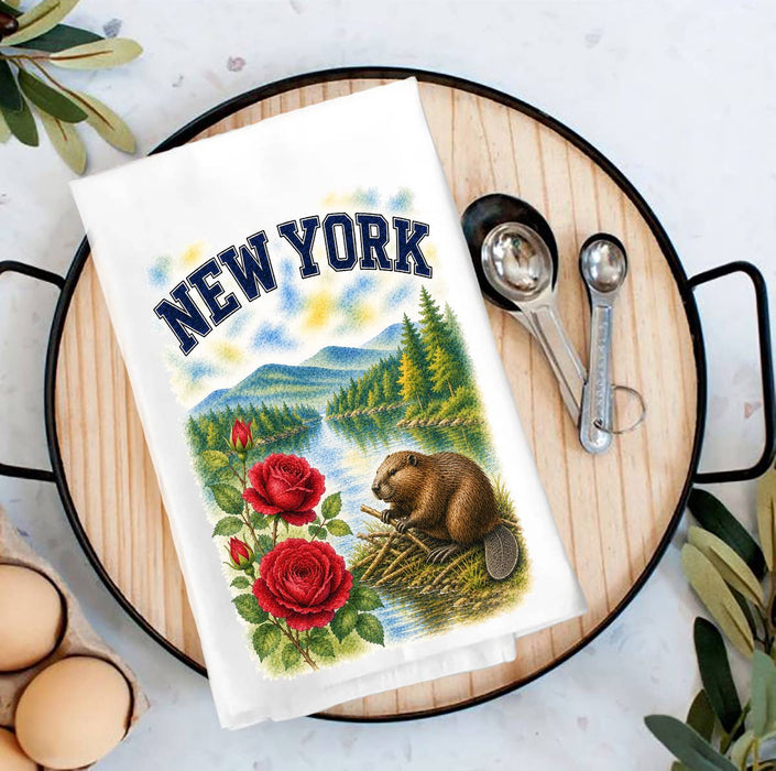 New York State Bird and Animal Tea Towel