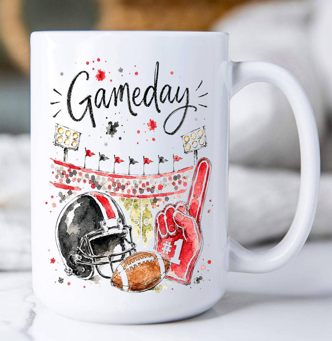 Gameday Football Black & Red Coffee Mug