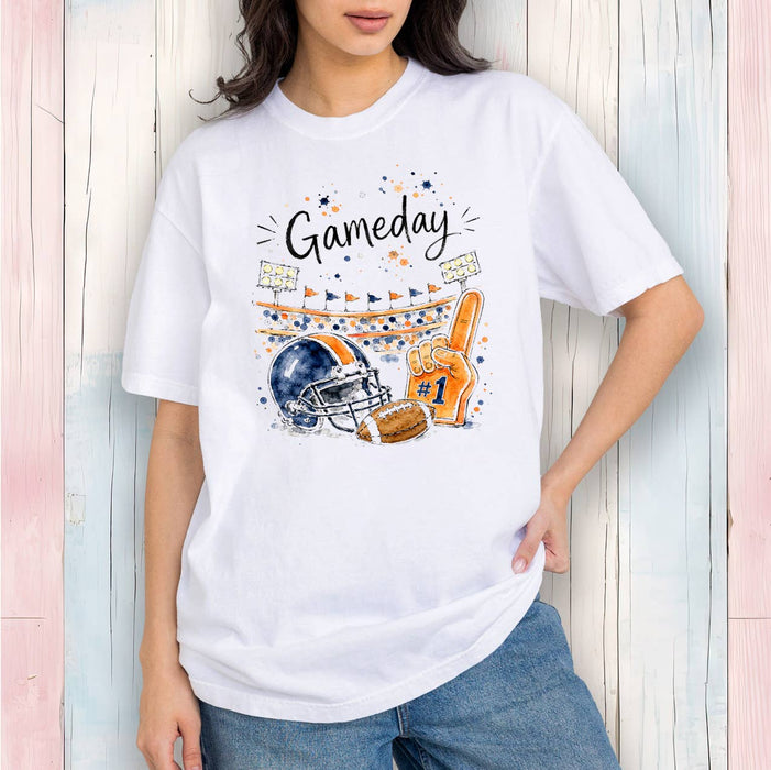 Gameday Football Navy Blue & Orange T-Shirt