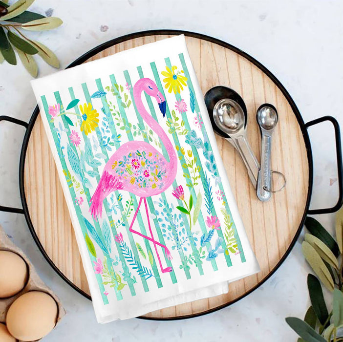 Tropical Pink Flamingo Tea Towel