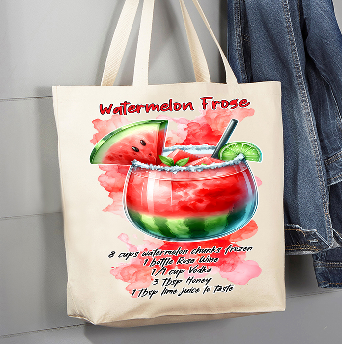 Summer Cocktail Watermelon Frose Canvas Tote Bag