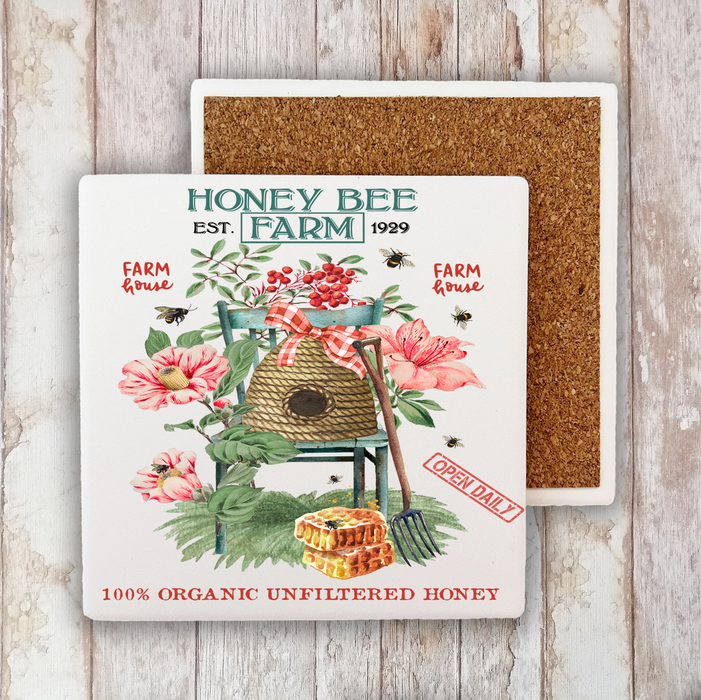 Spring Hony bee Farm Stone Coaster