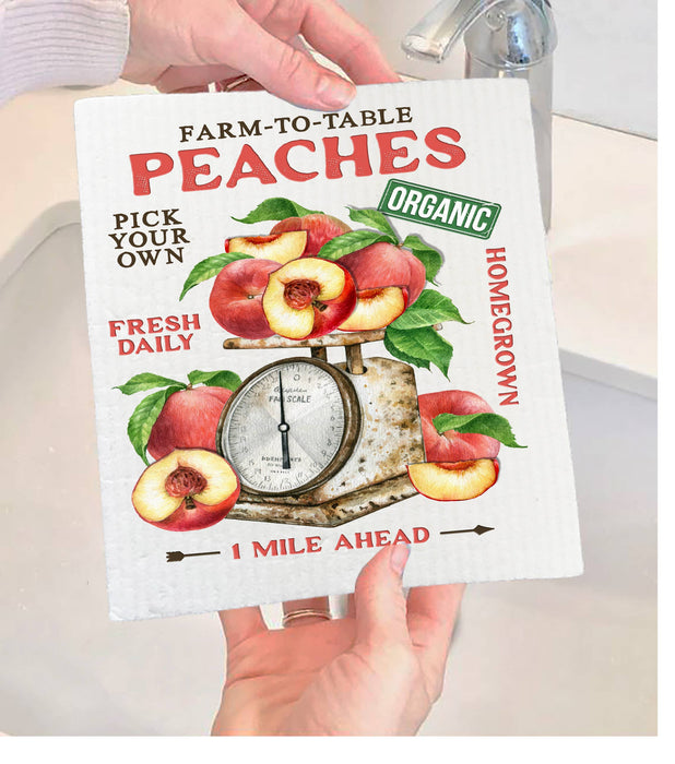 Modern Farmhouse Fresh Peaches Swedish Dishcloth