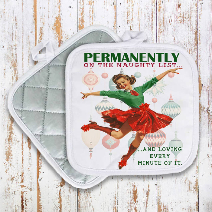 Christmas Funny Naughty List Pot Holder Oven Mitt