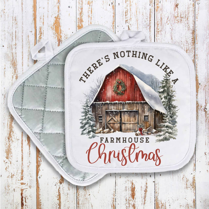 Christmas Farmhouse Holiday Pot Holder Oven Mitt