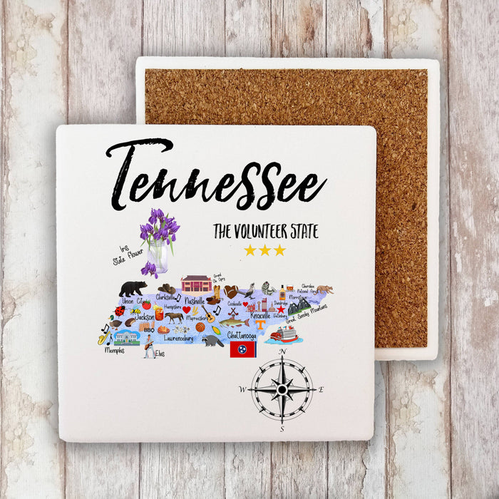 Tennessee State Map Souvenir Stone Coaster