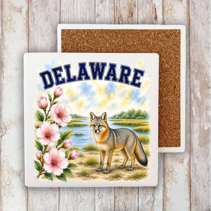 Delaware State Bird and Animal Stone Coaster