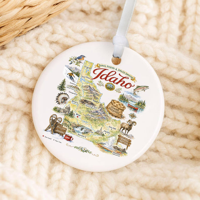 Idaho State Map Landmark Ornament