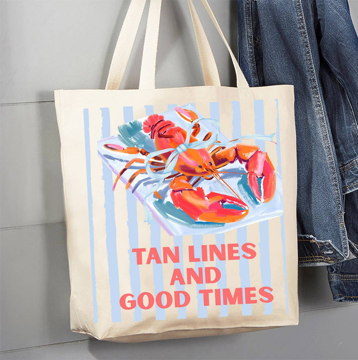 Lobster Tan Lines and Good Times Canvas Tote Bag