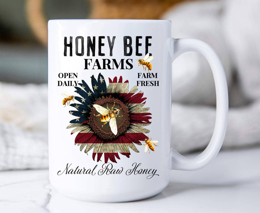 Honey Bee Patriotic Sunflower Coffee Mug