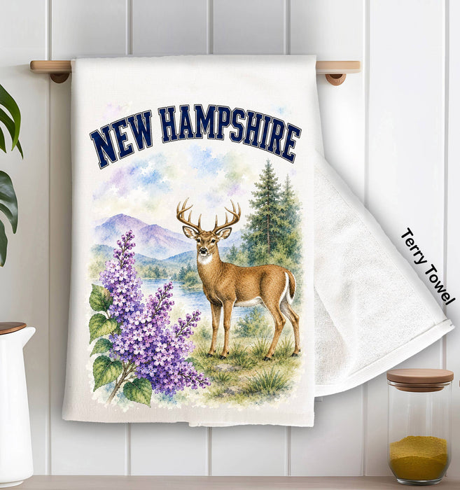 New Hampshire State Bird and Animal Kitchen Terry Towel