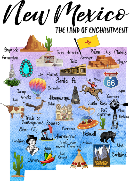 New Mexico State Map Souvenir