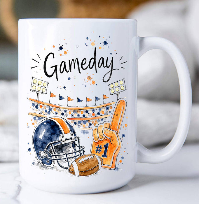 Gameday Football Navy Blue & Orange Coffee Mug