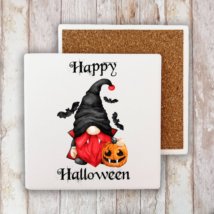 Gnome Dracula Happy Halloween Stone Coaster