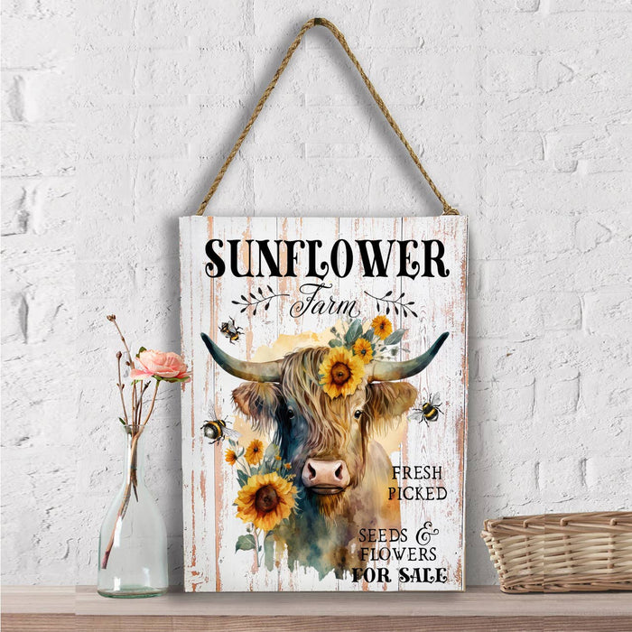 Highland Cow Sunflower Farm Wall Decor