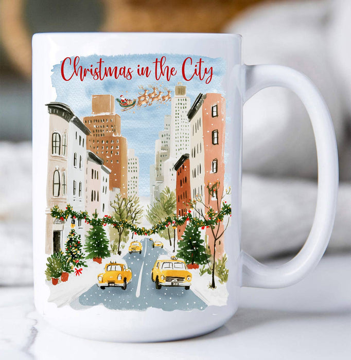 Christmas in the City Taxi Coffee Mug