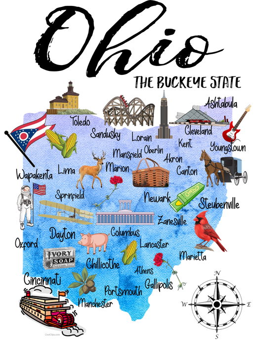 Ohio State Map Souvenir