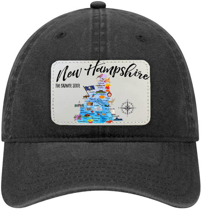 New Hampshire State Map Baseball hat